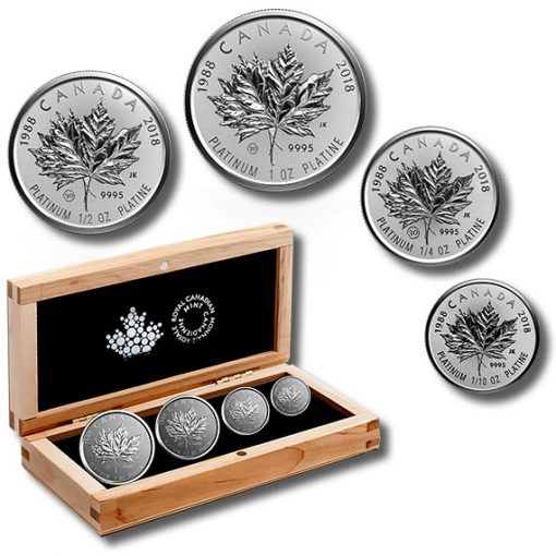 30th Anniversary Platinum Maple Leaf Fractional Set and Packaging