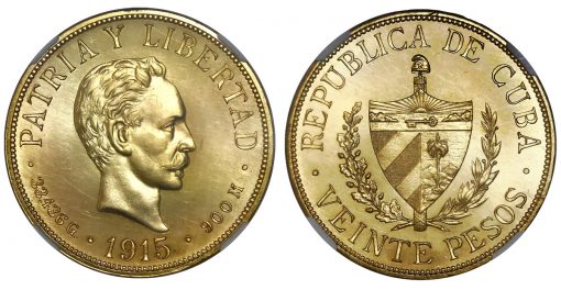 Cuban 1915 gold 20 pesos