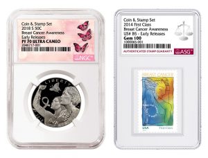 Breast Cancer 'Coin & Stamp Set' Pedigree Offered by NGC And ASG