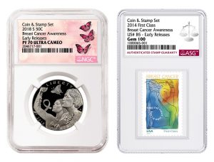 Breast Cancer'Coin & Stamp Set' Pedigree Offered by NGC And ASG