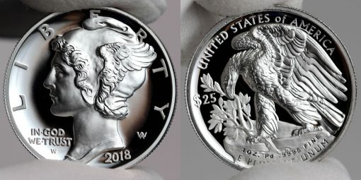 2018-W $25 Proof American Palladium Eagle - Obverse and Reverse