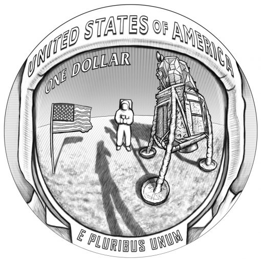 2019 Apollo 11 50th Anniversary Commemorative Coin Design - Reverse