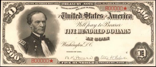 1891 $500 Treasury Note Face Proof Pair