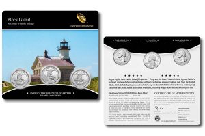 Block Island Quarters for Rhode Island in Three-Coin Set