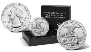 US Mint Sales: Block Island Quarters and 5 Oz. Coin Debut