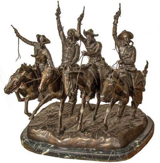 Frederic Remington bronze titled Coming Through the Rye