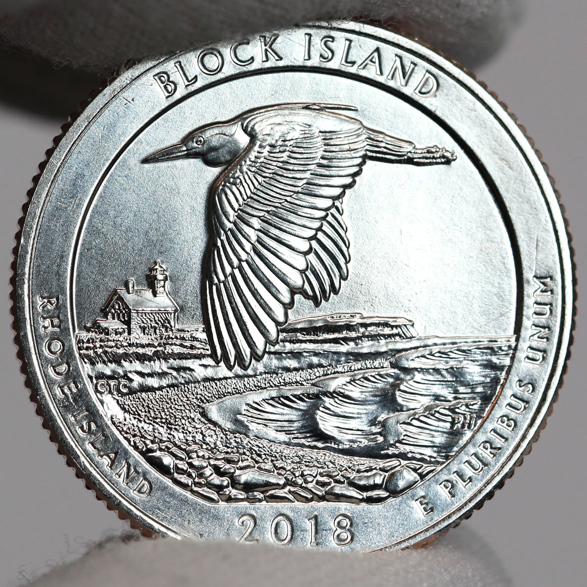 Quarter BU Uncirculated 25 Cent Coin Silver Plated Tie Clip Clasp NEW Rhode Island America the Beautiful US 2018 Block Island National Wildlife Refuge 