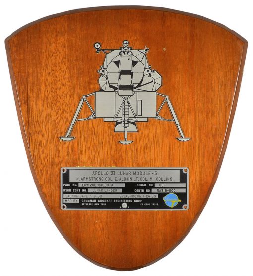 Spacecraft Identification Plate flown on Apollo 11 lunar module