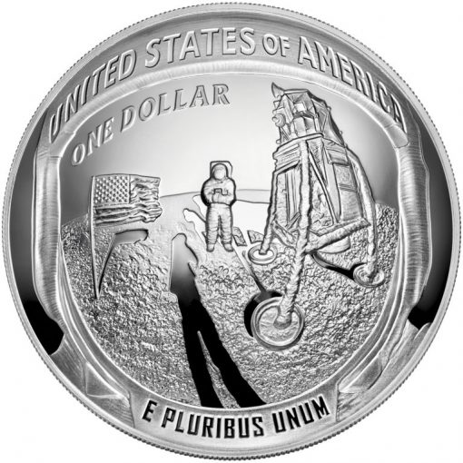 2019-P Proof Apollo 11 50th Anniversary Five Ounce Silver Dollar - Reverse