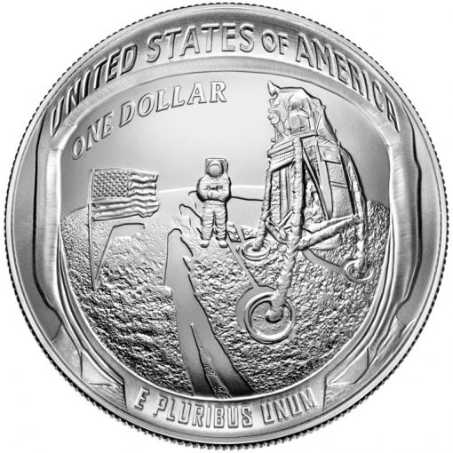 2019-P Uncirculated Apollo 11 50th Anniversary Silver Dollar - Reverse
