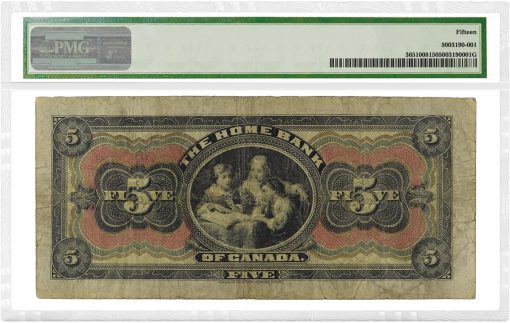1920 $5 Home Bank Canada - rev