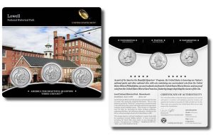 Lowell Quarters for Massachusetts in Three-Coin Set