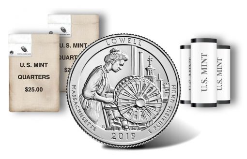 Lowell National Historical Park quarter, rolls and bags