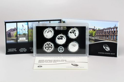 Photo of 2019 America the Beautiful Quarters Silver Proof Set, Packaing, Lens and Cert