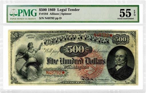 1869 $500 Rainbow Legal Tender Note
