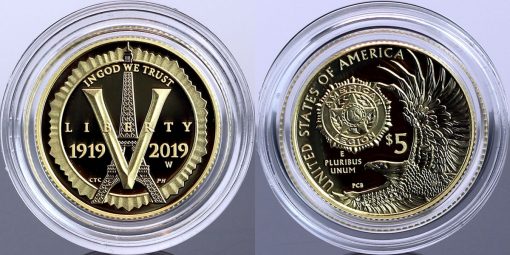 Photo of 2019-W $5 Proof American Legion 100th Anniversary Gold Coin