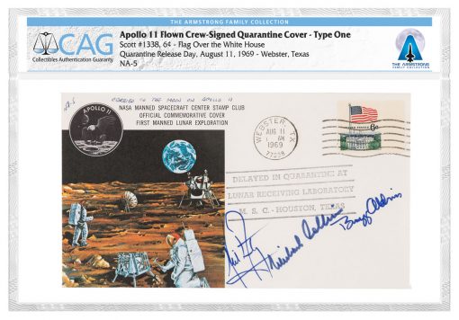 1969 Apollo 11 Flown Crew-Signed Quarantine Cover - Type One