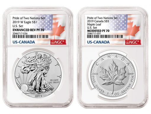 NGC Labels 2019-W Enhanced Reverse Proof Silver Eagle and 2019 Modified Proof Silver Maple Leaf