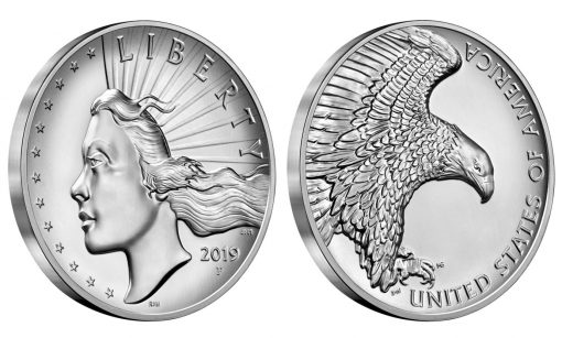 2019 American Liberty High Relief Silver Medal - angled
