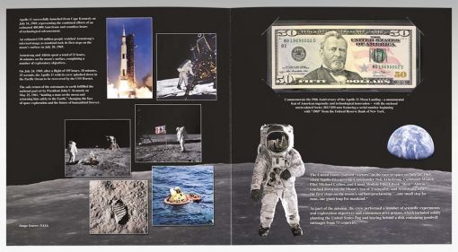 BEP Presentation Folder for Apollo 11 50th Anniversary Currency Set