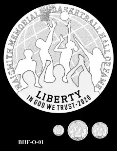 Obverse 2020 Basketball Coin Design Candidate BHF-O-01
