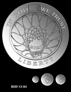Obverse 2020 Basketball Coin Design Candidate BHF-O-04