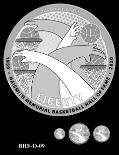 Obverse 2020 Basketball Coin Design Candidate BHF-O-09