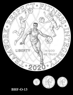 Obverse 2020 Basketball Coin Design Candidate BHF-O-13