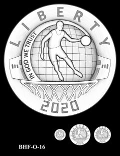 Obverse 2020 Basketball Coin Design Candidate BHF-O-16