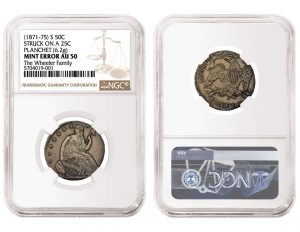 NGC Certifies 1871-75 Seated Liberty Half Dollar Struck On Quarter Planchet