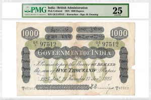 PMG Certifies 1925 India 1,000 Rupees 'Discovery Note'