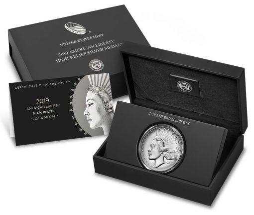 2019-P American Liberty High Relief Silver Medal - Packaging
