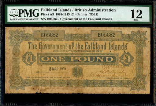 Falkland Islands pound note dated 1915
