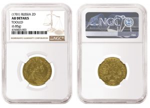 NGC-Certified 1701 Russian 2 Ducats Tops $480,000 in SINCONA Swiss Auction