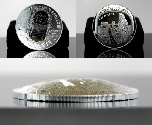 2019-P Proof Apollo 11 50th Anniversary Five Ounce Silver Dollar - Both Sides and Dome
