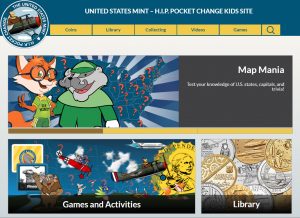 Screen grab of U.S. Mint's Kids Site