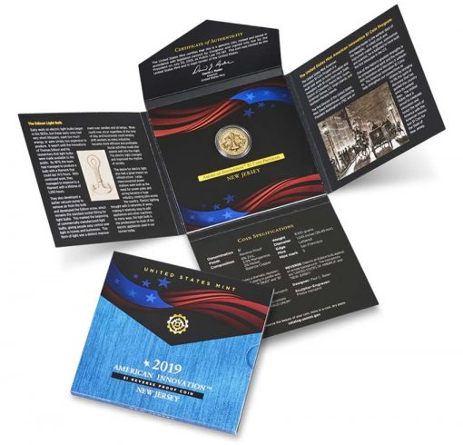 U.S. Mint image 2019-S Reverse Proof New Jersey American Innovation Dollar and Packaging