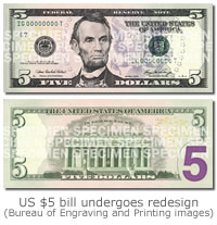 New US $5 bill undergoes redesign and will be released in early 2008