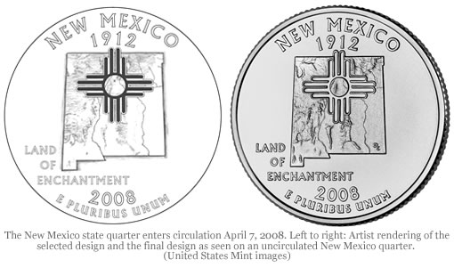 New Mexico state quarter and original design