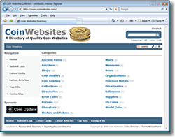 Screen shot of Coin Websites directory