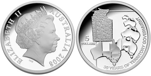 2008 $5 Norther Territory Silver Coin by Royal Australian Mint