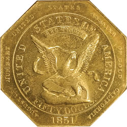1851 Augustus Humbert $50 Gold Piece