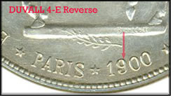 1900 $1 Lafayette Duvall 4-E Variety, reverse and closeup