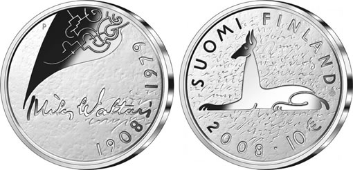 Mika Waltari 10 Euro Silver Coin from Finland