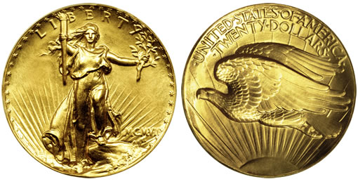 1907 $20 Ultra High Relief Saint-Gaudens Double Eagle Gold Coin