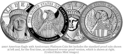 2007 American Eagle 10th Anniversary Platinum Coin Set