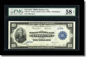 Fr. 817b $10 1915 Federal Reserve Bank Note PMG Choice About Unc 58 EPQ