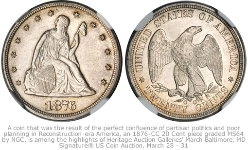 1876-CC 20 Cent piece