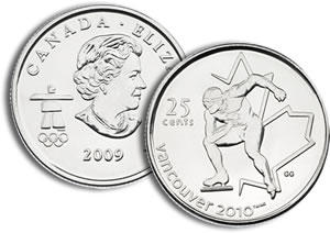 25-cent speed skating circulating coin