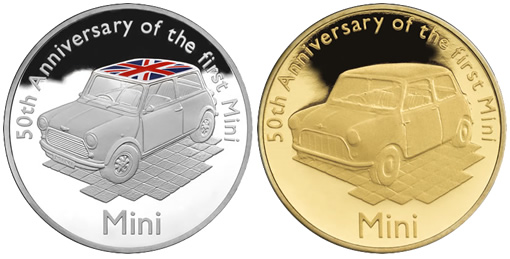 2009 Mini 50th Anniversary £10 Silver and £1 Gold Proof Coins